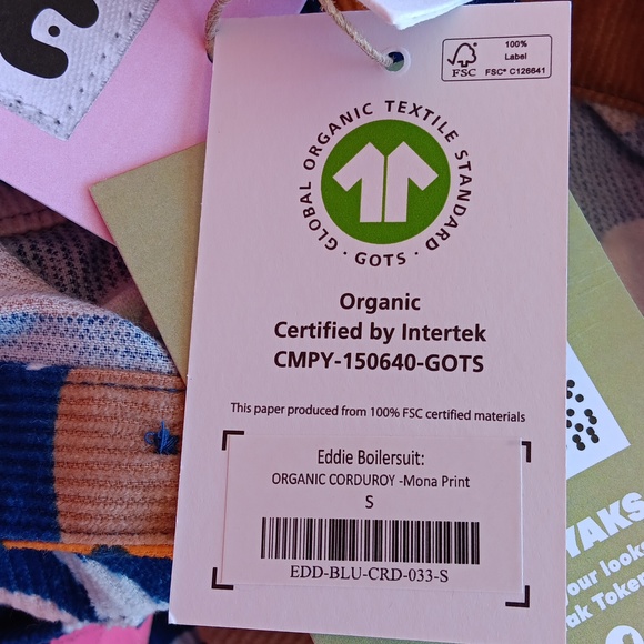 Lucy & Yak Organic Cotton Corduroy Blue Boilersuit Jumpsuit sz S NWT - Picture 14 of 14